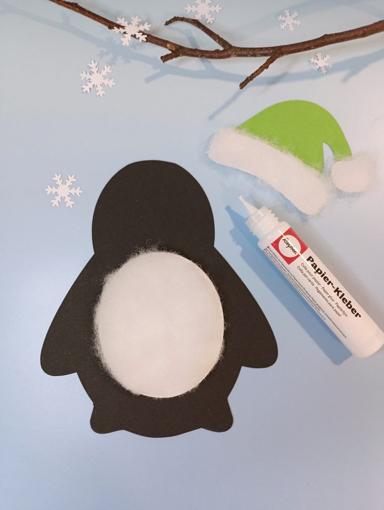 Der weiße Bauch wird auf die Pinguine gekebt.