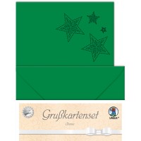 Grußkarten "gelasert" Sternen tannengrün - 5 Karten
