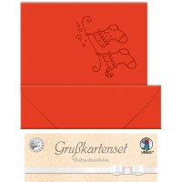 Grußkarten "gelasert" Weihnachtssöckchen rubinrot - 5 Karten
