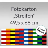 Streifen-Fotokarton 49,5 x 68 cm - 10 Bogen sortiert