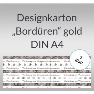 Designkarton "Bordüren" silber DIN A4 - 5 Blatt