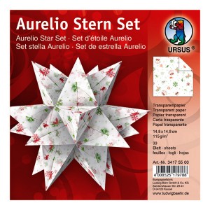 Faltblätter Aurelio-Stern "Classic Christmas" Weihnachten rot/grün 14,8 x 14,8 cm
