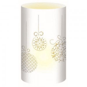 Silhouetten-Tischlichter "Filigrano" Weihnachtskugeln weiß - Motiv 61