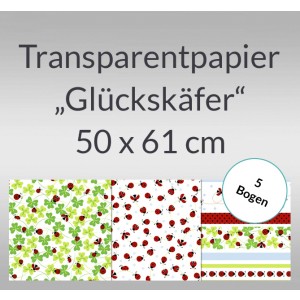 Transparentpapier "Glückskäfer" 50 x 61 cm - 5 Bogen